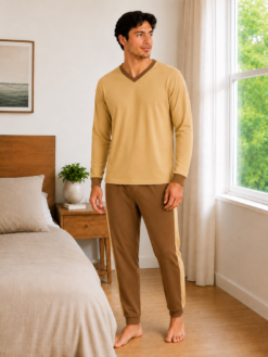 Pijama Masculino Longo Algodão com Gola V