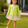 Camisola Infantil de Menina Manga Longa Malha Canelada listradas