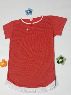 Camisola Infantil de Menina Manga curta Malha PV com Bordado