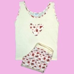 Pijama Feminino Regata Algodão estampado com renda