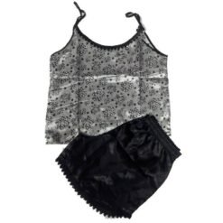 Baby Doll Feminino Alcinha Cetim com regulador de alça e blusinha estampada