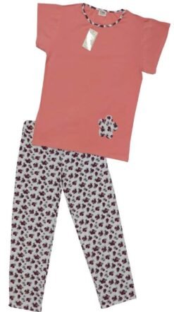 Pijama Feminino manga curta e calça leg Cotton estampado