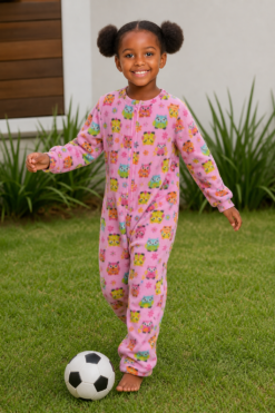 Macacâo Infantil de Menina Manga Longa Soft estampado