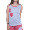 Pijama feminino regata  gola com viés de malha de algodão penteada