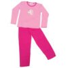Pijama infantil feminino longo de malha penteada de algodão