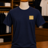Camiseta Unissex Manga curta Marinho Algodão com bordado e estampa