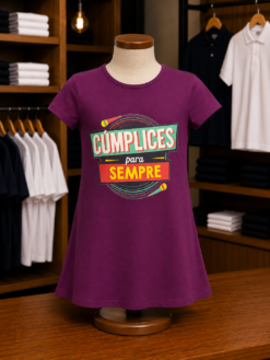 Camisola Infantil de Menina Manga curta Algodão com Estampa