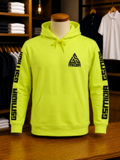 Blusão Masculino Longo Moletom felpado Amarelo com Estampa