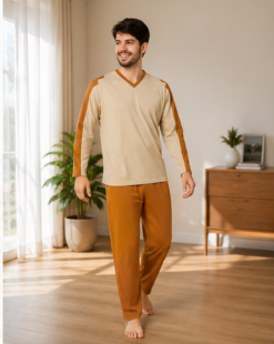 Pijama Masculino Longo Algodão com Gola V