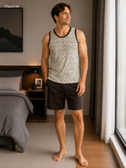 Pijama Masculino Regata Malha PV estampado