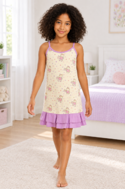 Camisola Meninas Alcinha Algodão estampada com calcinha