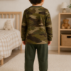 Pijama longo para meninos em algodão, com gola v — Verde — foto C