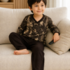Pijama longo para meninos em algodão, com gola v — Marrom — foto B