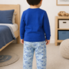 Pijama longo para meninos em algodão, com gola v — Azul — foto C