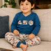 Pijama longo para meninos em algodão, com gola v — Fúcsia — foto B