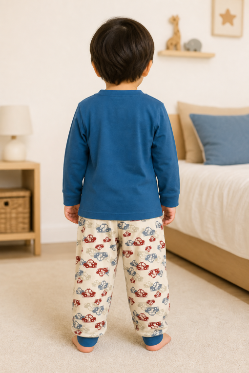 Pijama longo para meninos em algodão, com gola v — Fúcsia — foto C