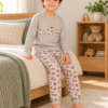 Pijama longo para meninos em algodão, com gola v — Cinza estampado - veículos — foto B