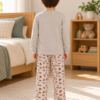 Pijama longo para meninos em algodão, com gola v — Cinza estampado - veículos — foto C