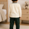 Pijama longo para meninos em algodão, com gola v — Creme — foto C