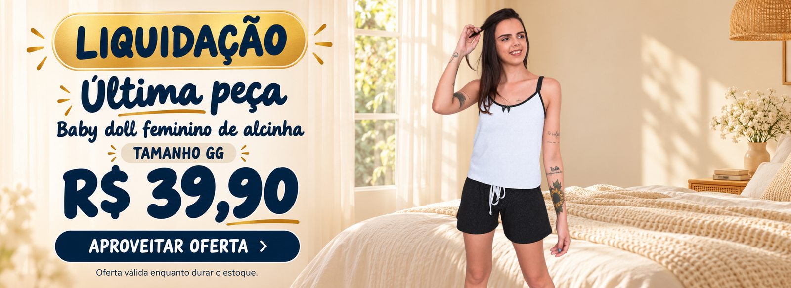 Liquidação: última peça do baby doll feminino de alcinha, tamanho GG, R$ 39,90