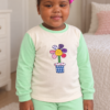 Pijama longo para meninas, Creme e verde menta - flor no vaso, vista C