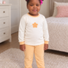 Pijama longo para meninas, Creme e salmão - flor, vista A